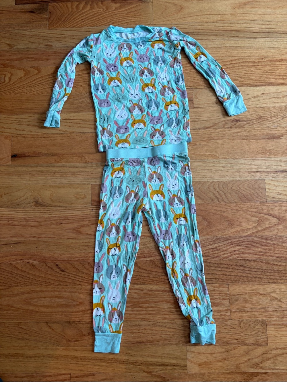 Little Sleepies Aqua Bunny Print Pajama Set